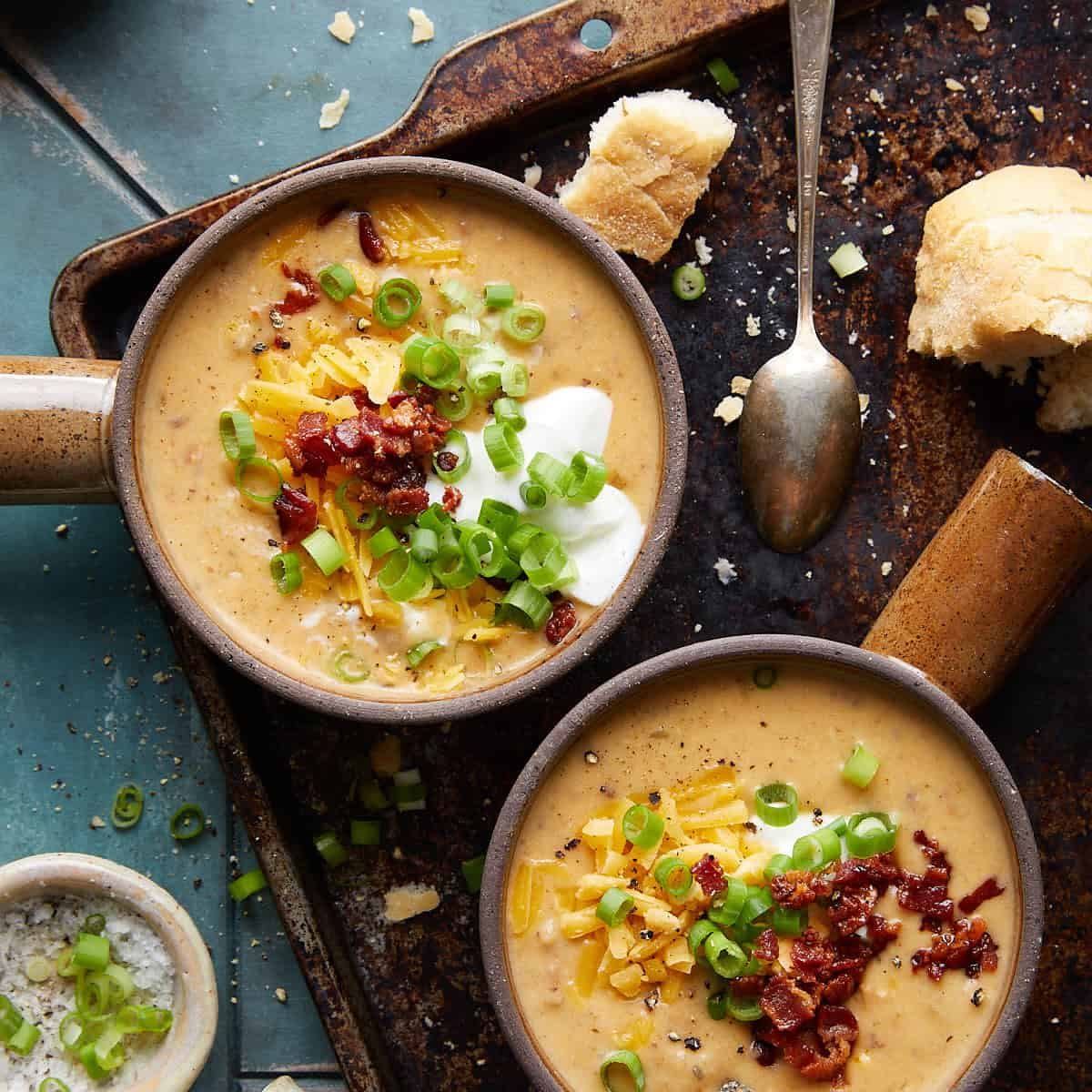 Easy Crockpot Potato Soup with Frozen Hash Browns