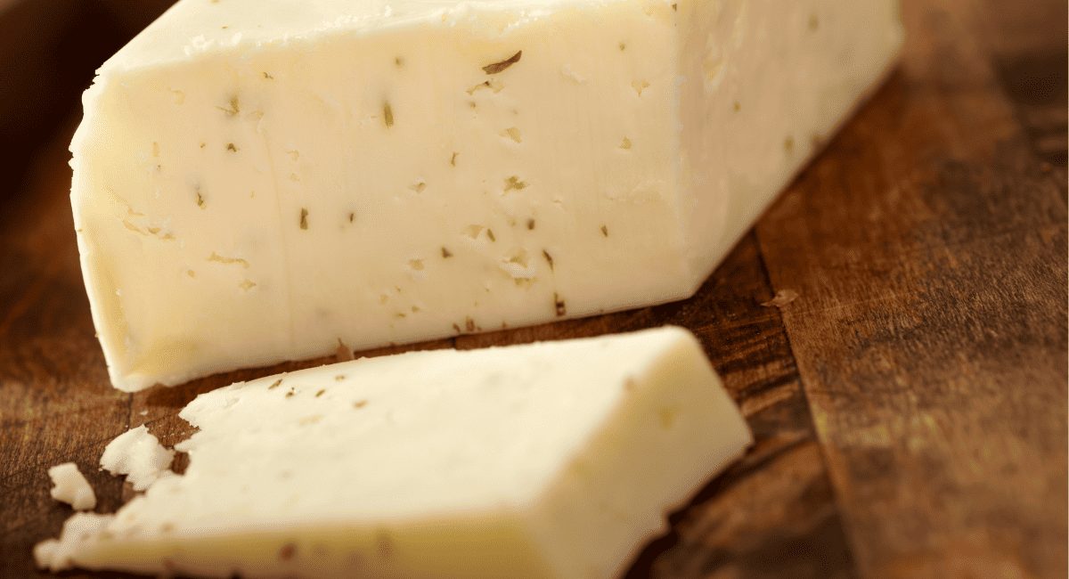 Up close image of havarti cheese.