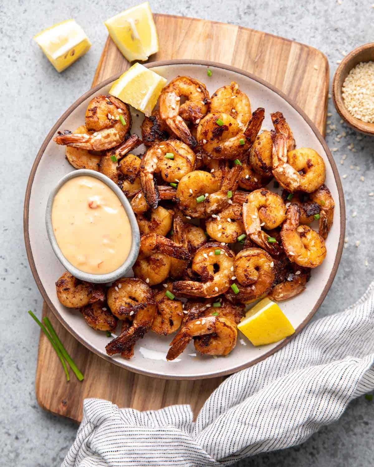 overhead shot of finished shrimp
