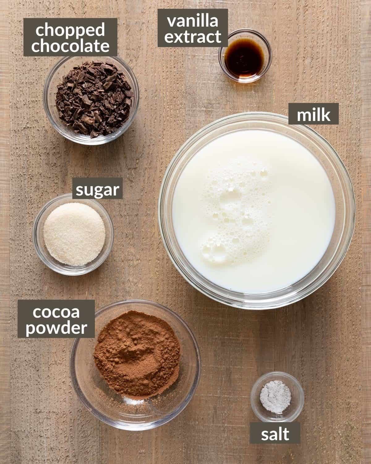 overview of ingredients for hot chocolate in instant pot