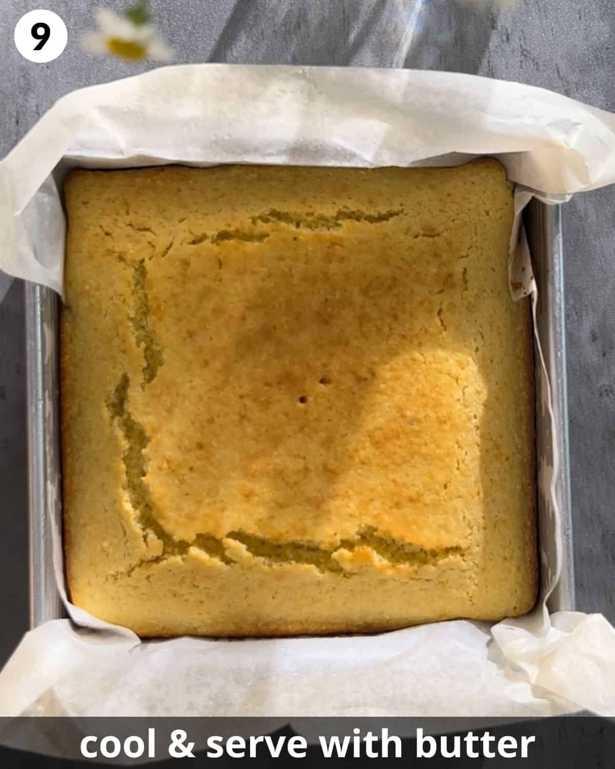 Cornbread fresh out of the oven.