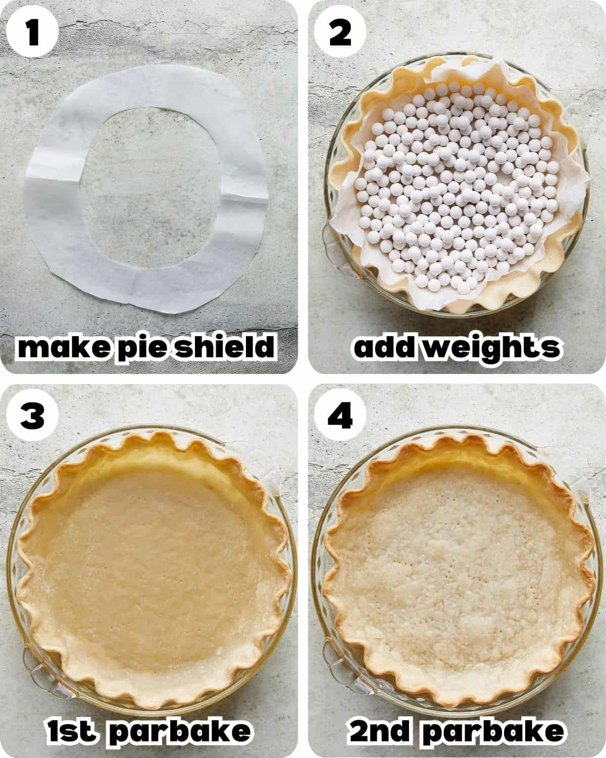 Four-photo collage showing the step-by-step process for making pumpkin pie with cream cheese & condensed milk.