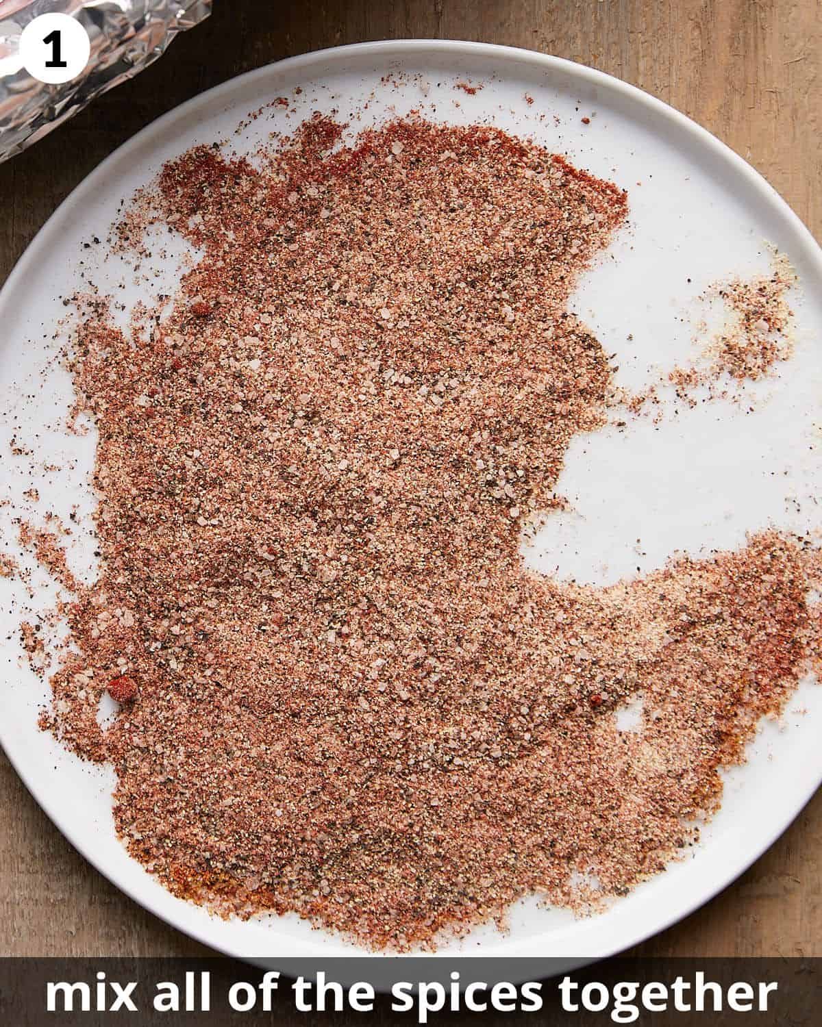Overhead image of the assembly of dry rub for ribs.