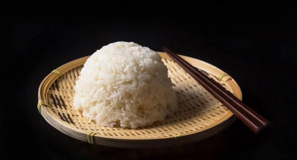 Up close image of instant pot sticky rice.