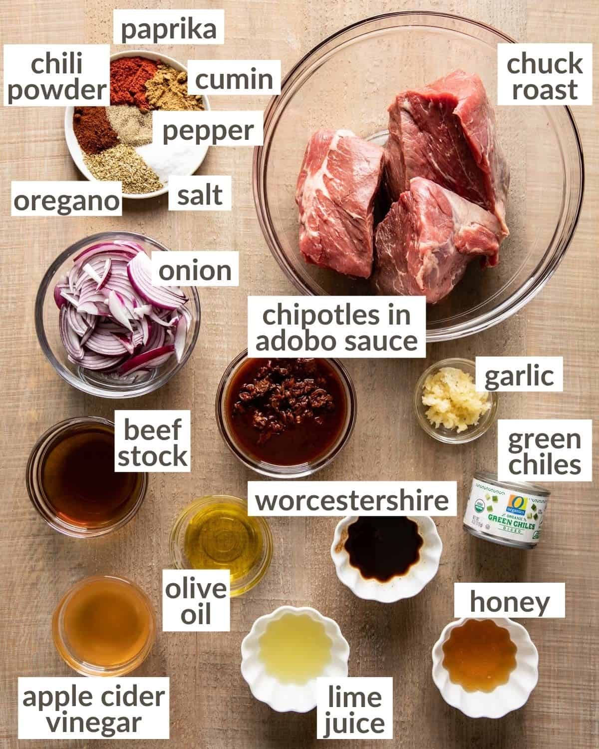 overhead of ingredients