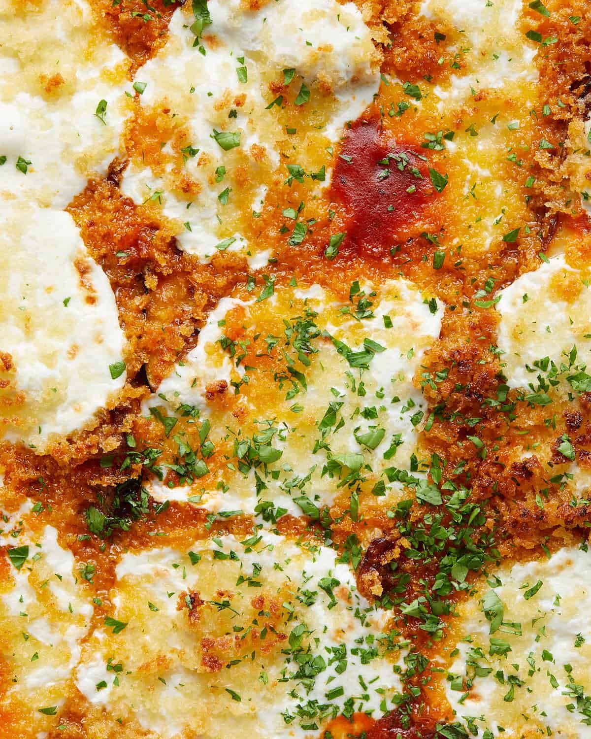 Up close image of Italian baked zucchini