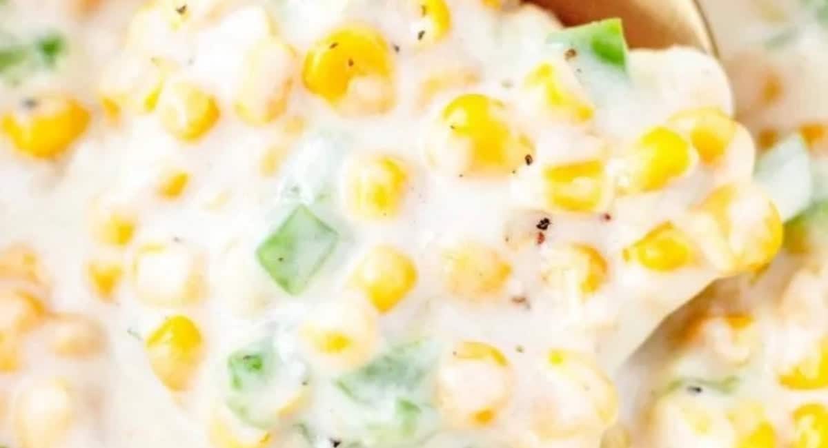 Up close image of jalapeno creamed corn.