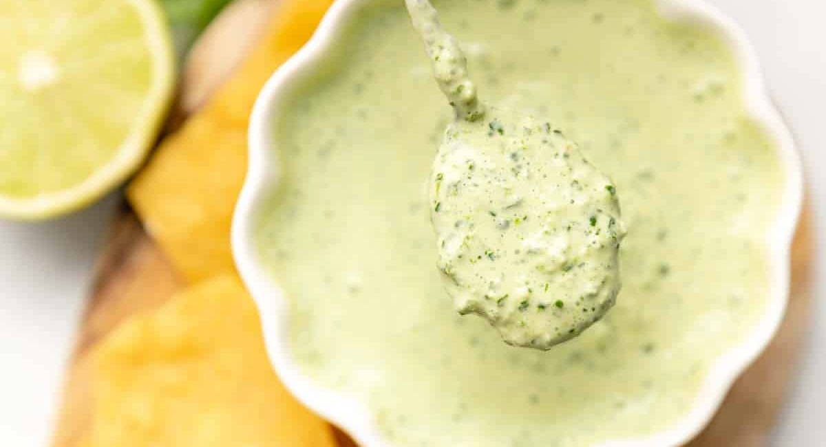 Overhead image of jalapeno lime crema.