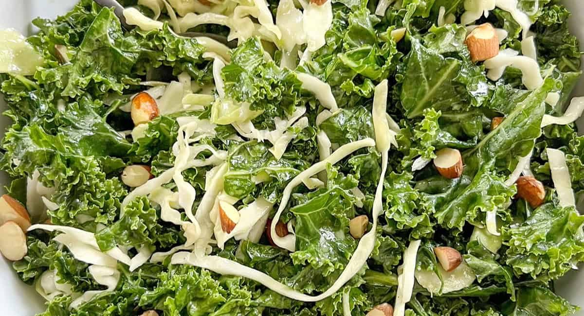 Up close image of kale crunch salad.