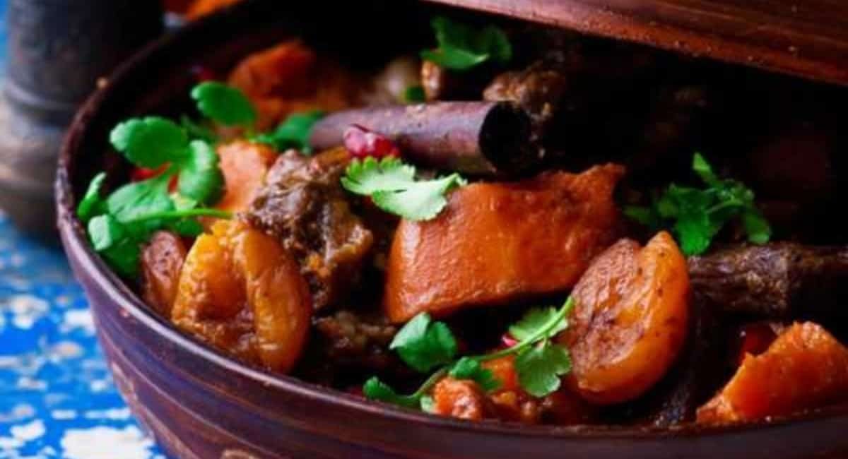 Up close image of lamb tagine.
