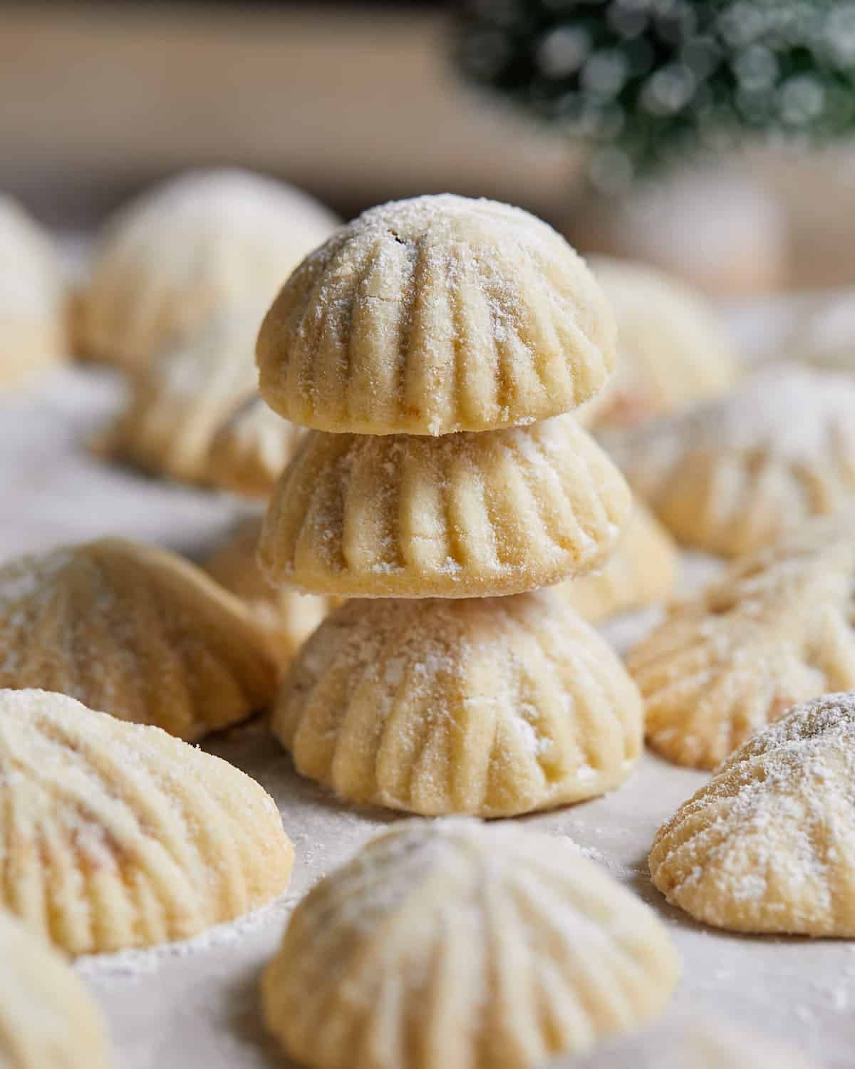 An overhead image of maamoul cookies.