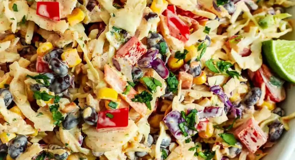 Overhead image of Mexican coleslaw recipe.
