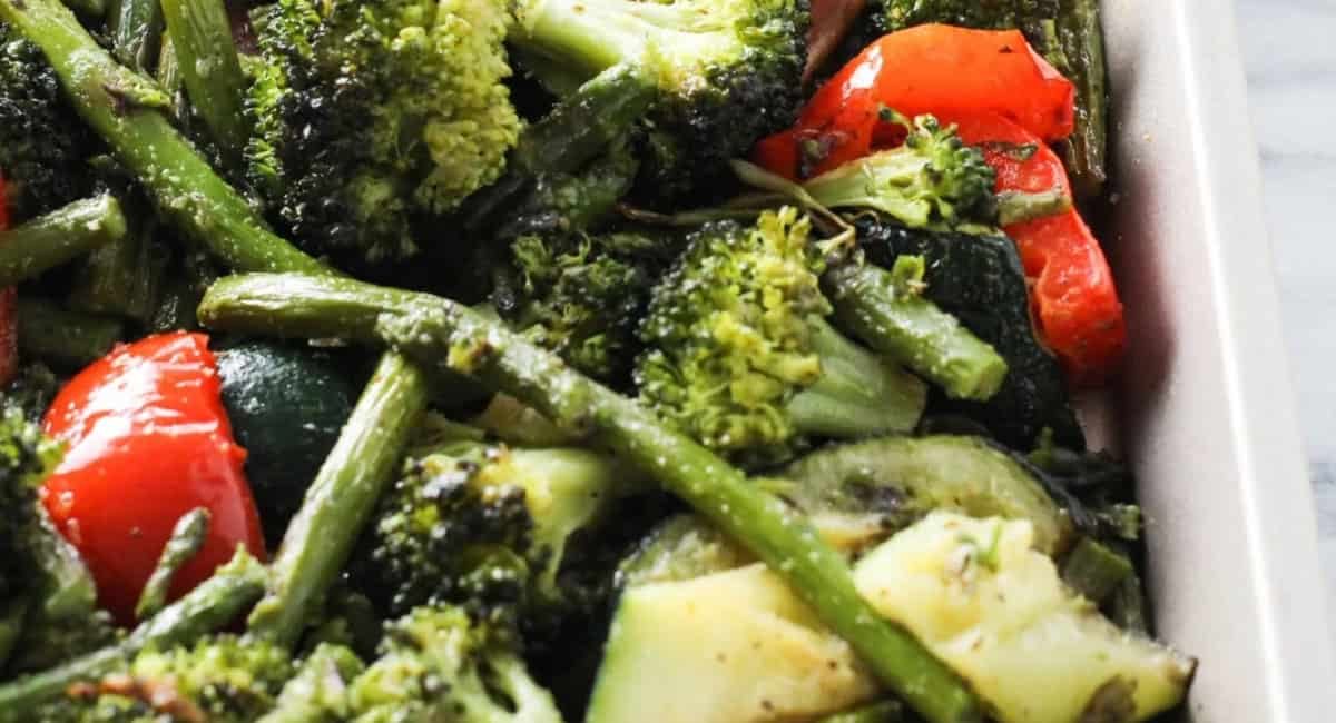 Up close image of mixed vegetables recipe.