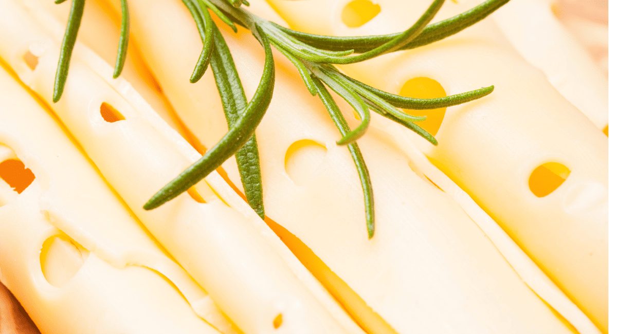 Overhead image of Monterey Jack cheese.