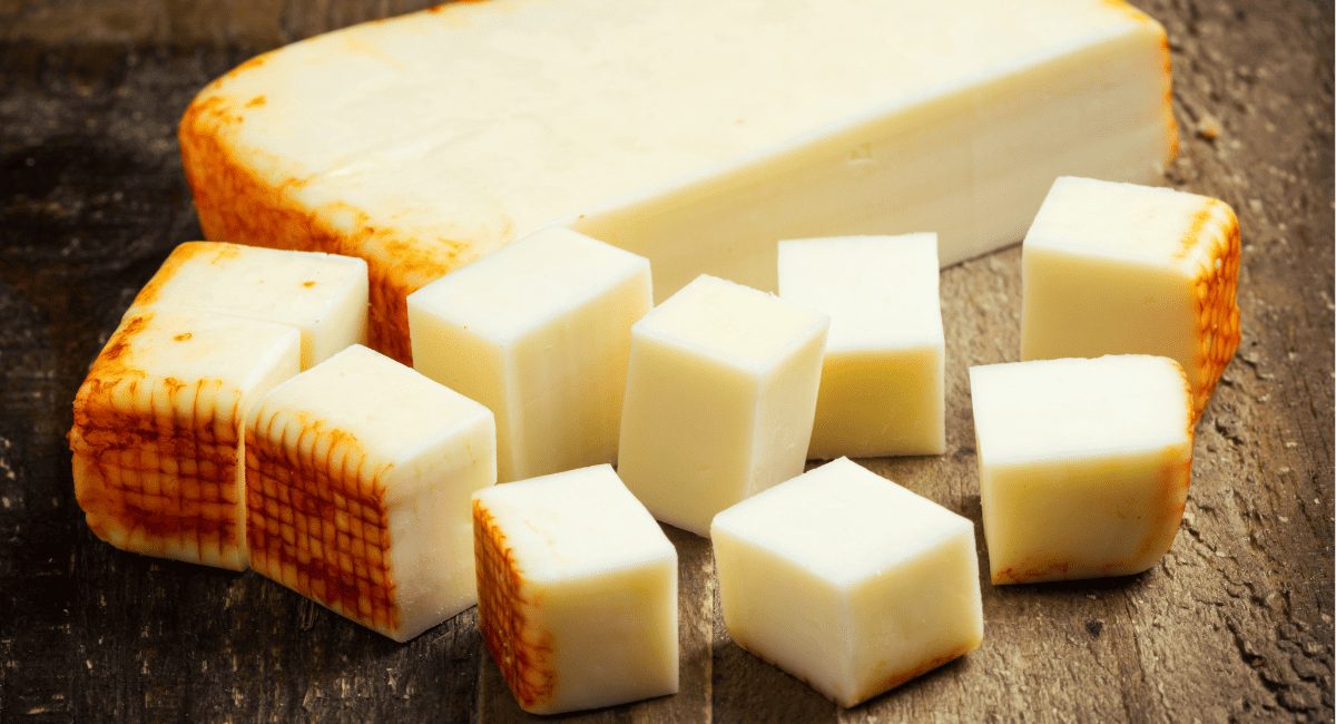 Up close image of Muenster cheese.