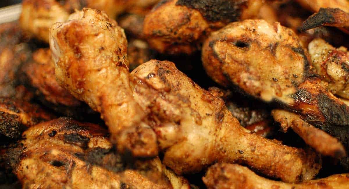 Up close image of Cornell chicken bbq.