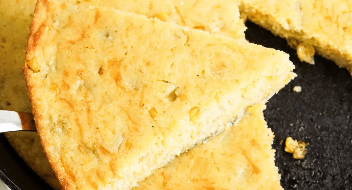 Up close image of Mexican cornbread slice.