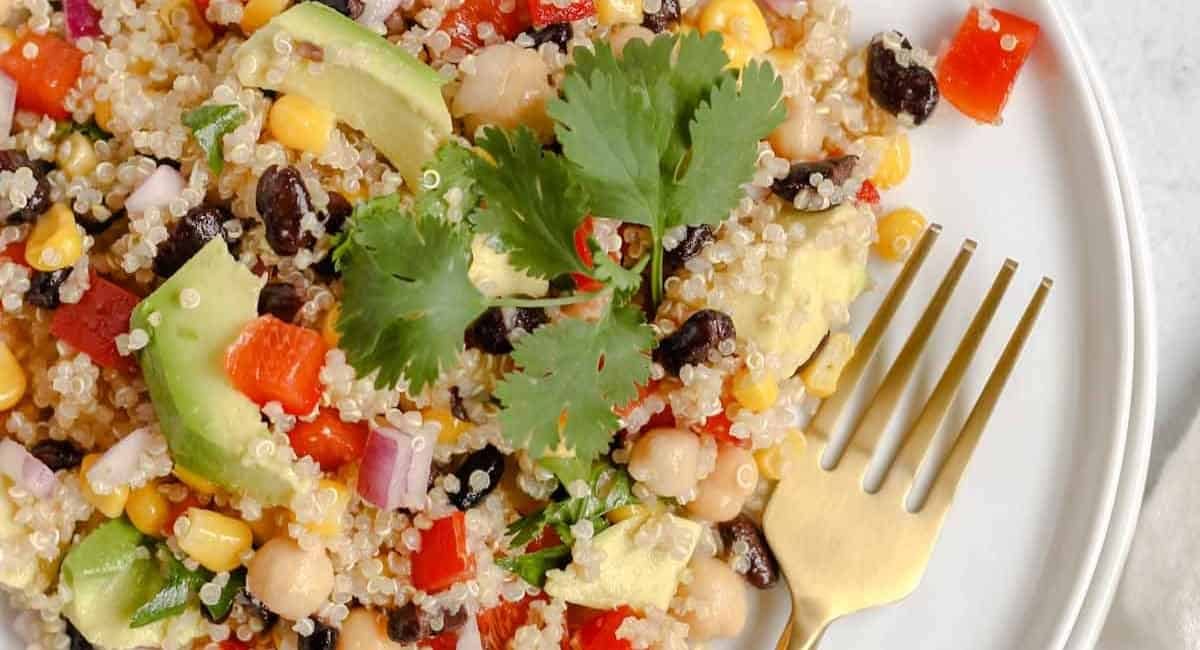 Overhead image of southwest quinoa salad.