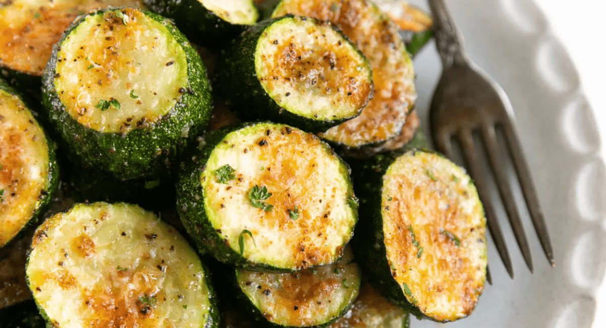 Up close image of roasted zucchini.
