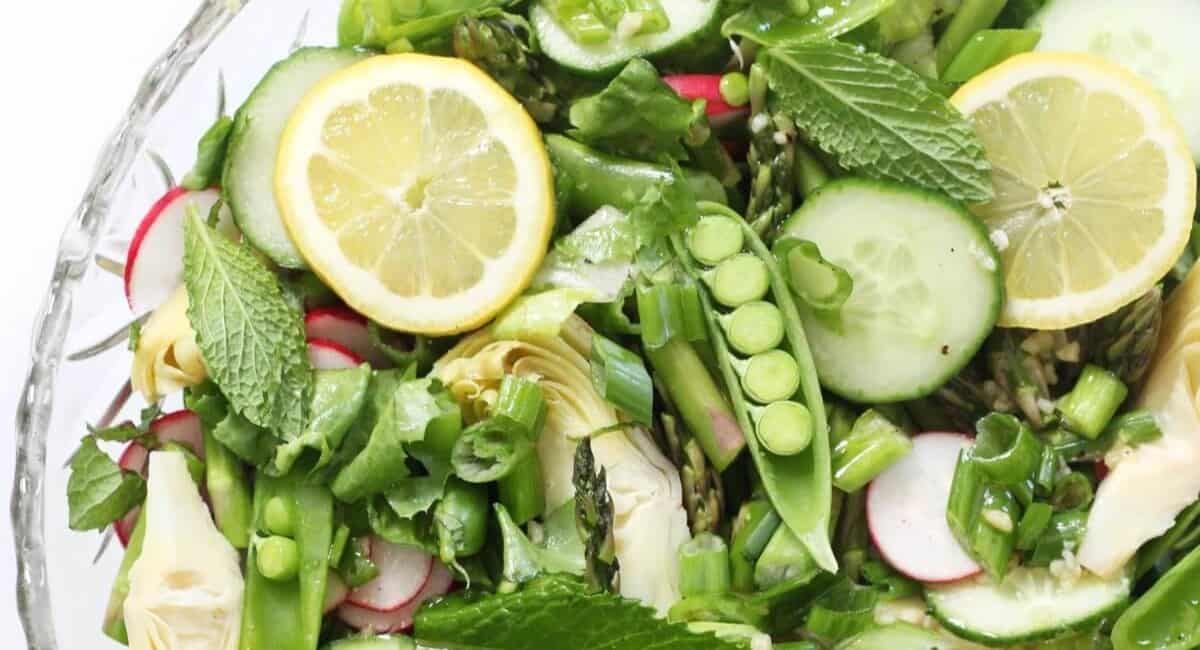 Up close image of fresh spring salad.