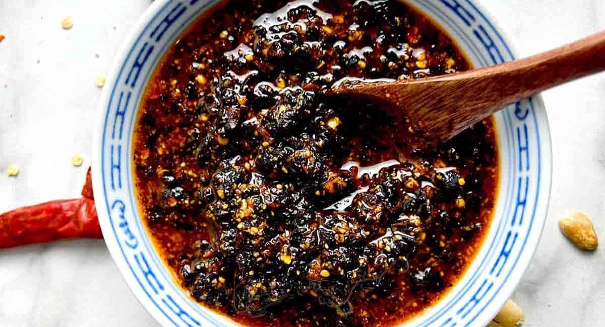 Overhead image of Mexican chili oil.