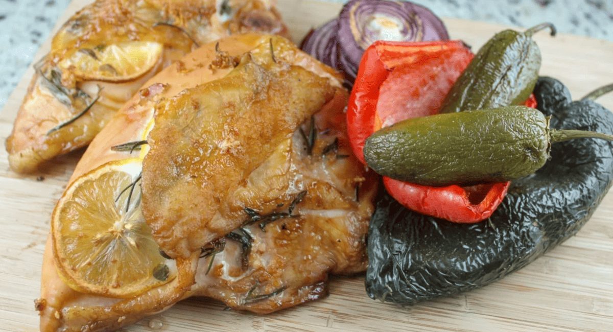 Up close image of Traeger smoked chicken breast.