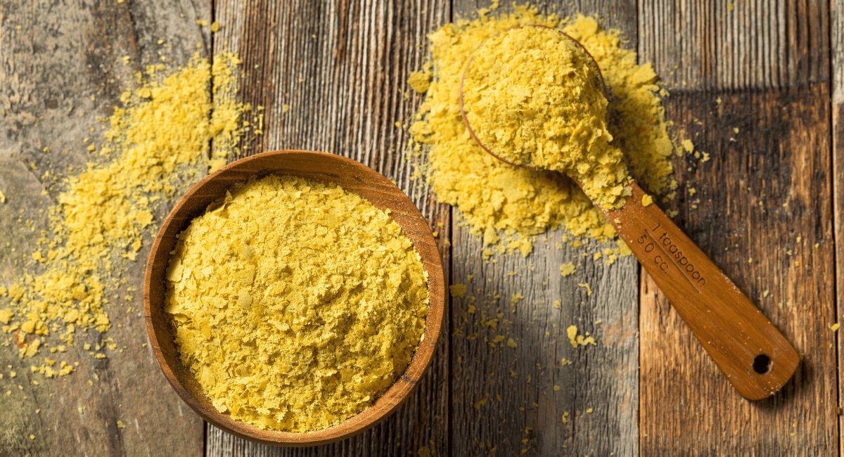 Overhead image of nutritional yeast.