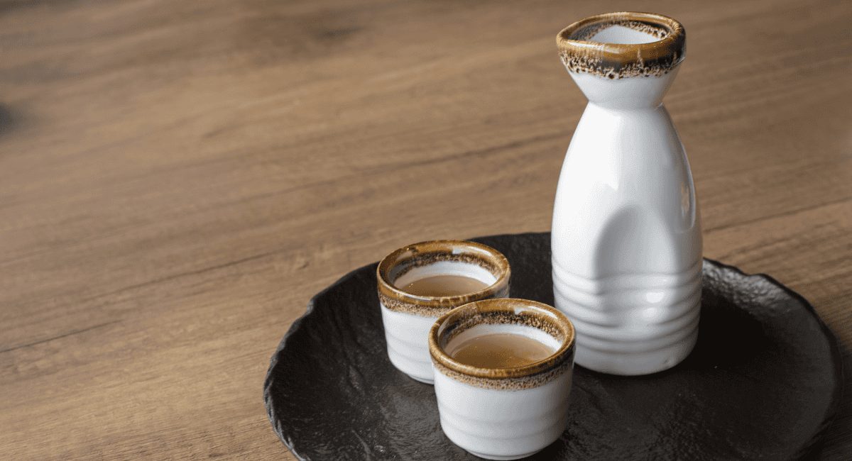 Overhead image of sake.