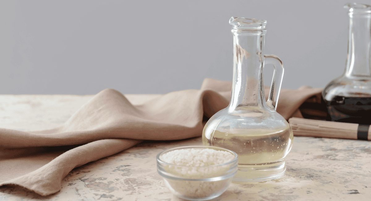Up close image of rice vinegar.