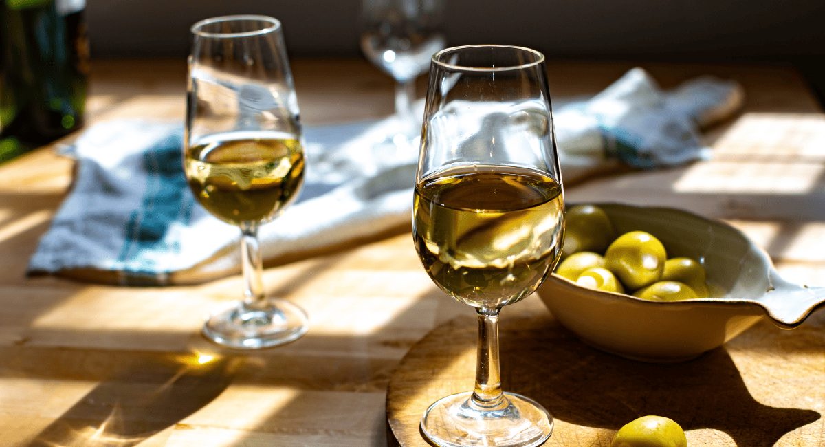 Up close image of dry sherry.
