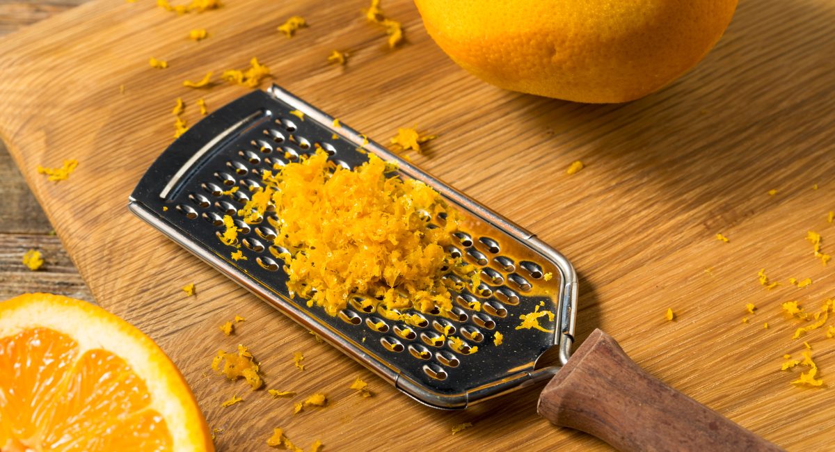 Overhead image of orange zest.