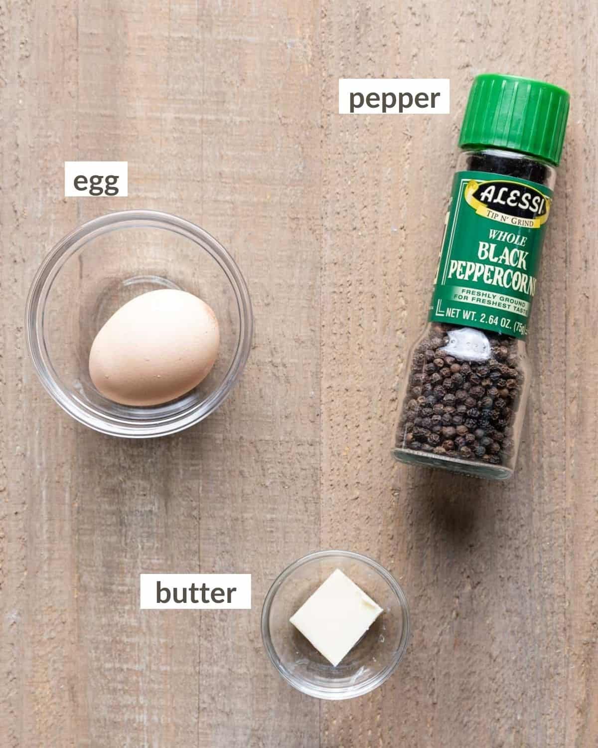 Ingredients needed to make eggs over hard.