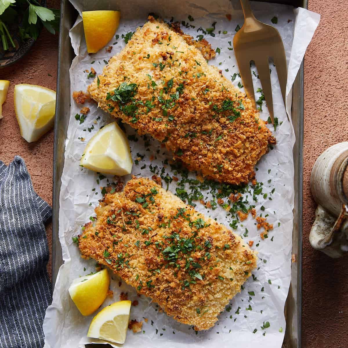 Easy Panko Crusted Salmon with Mustard (Baked)