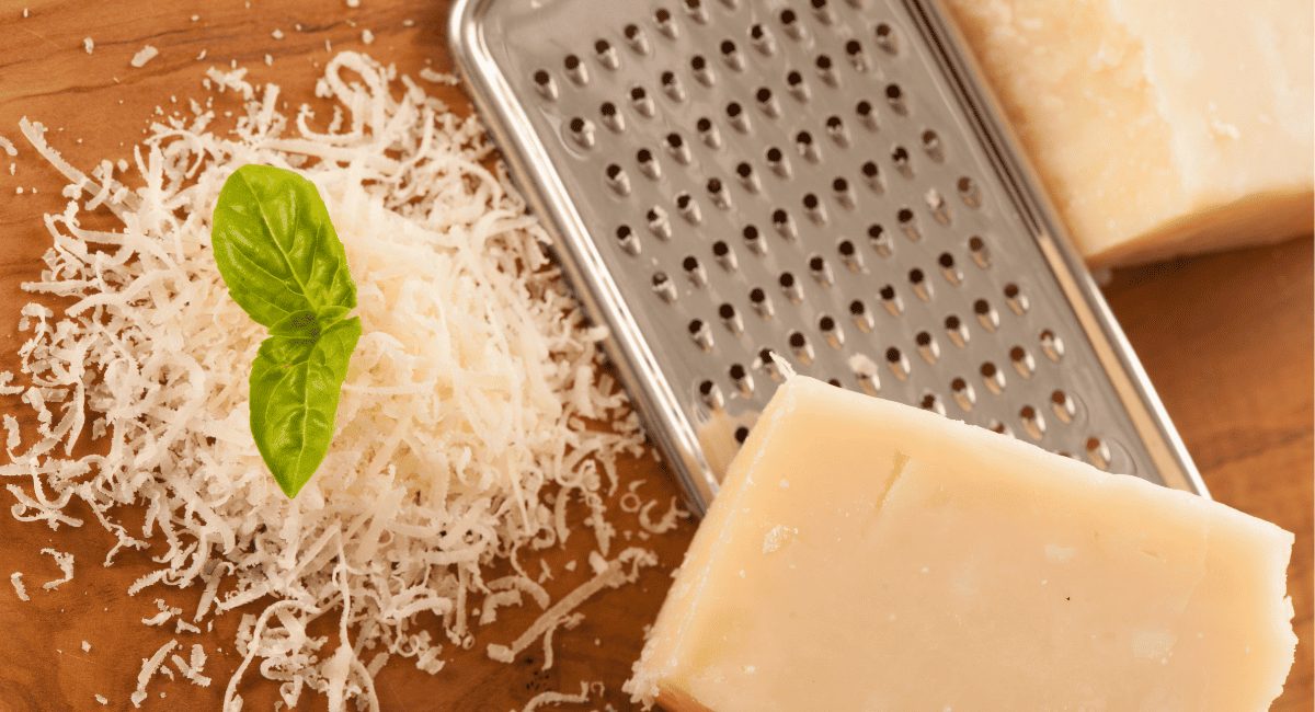 Overhead image of parmesan cheese.