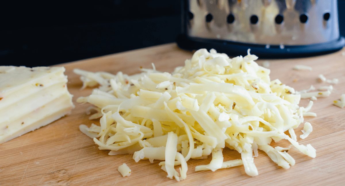 Up close image of pepper jack cheese.