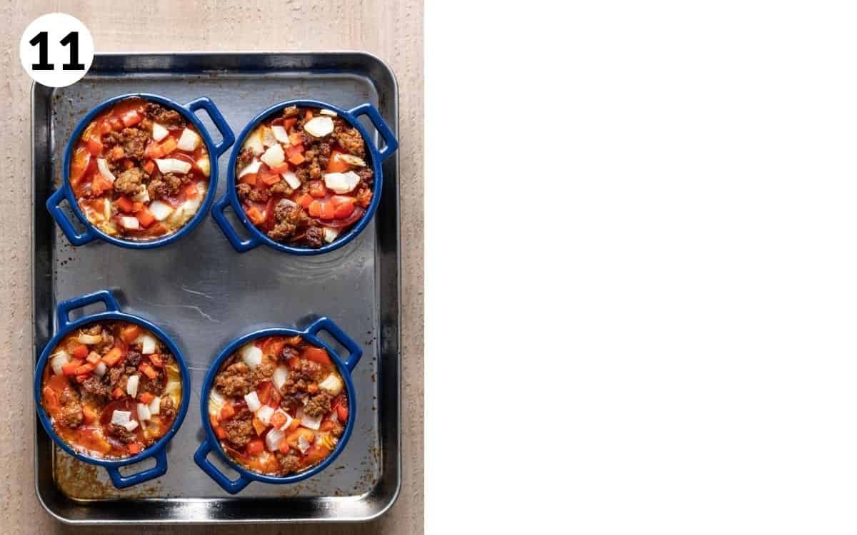 pizza bowls out of the oven