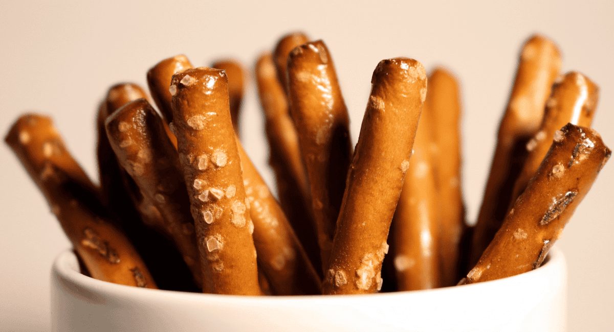 Up close image of pretzel sticks