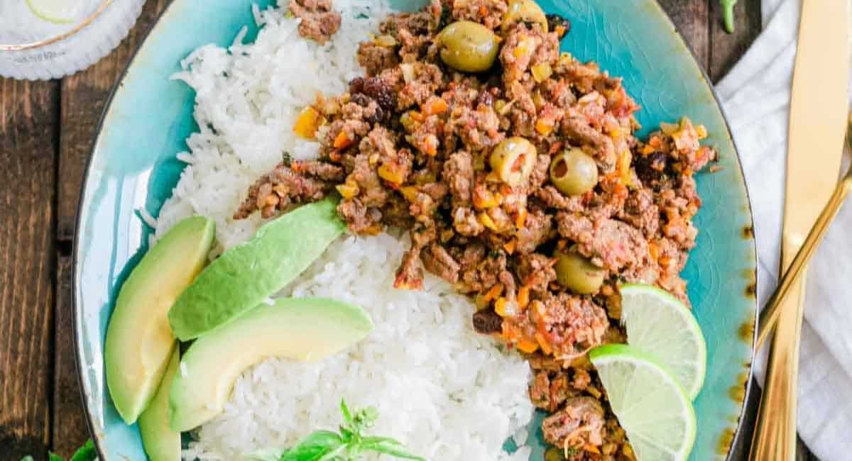 Overhead image of Puerto Rico picadillo.