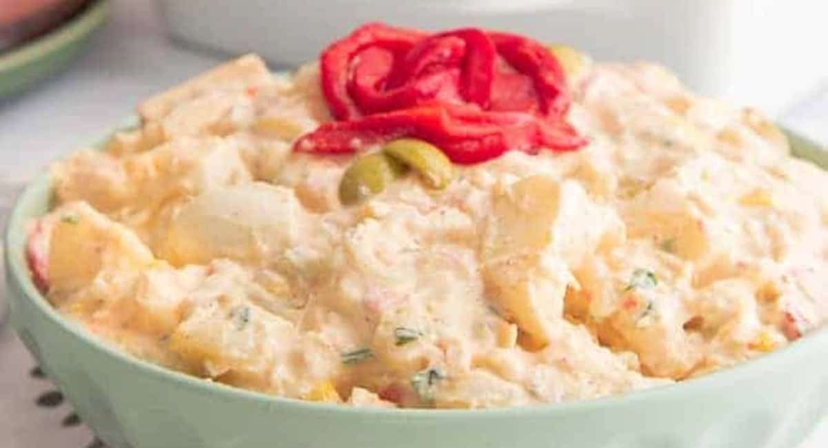 Up close image of Puerto Rican potato salad.