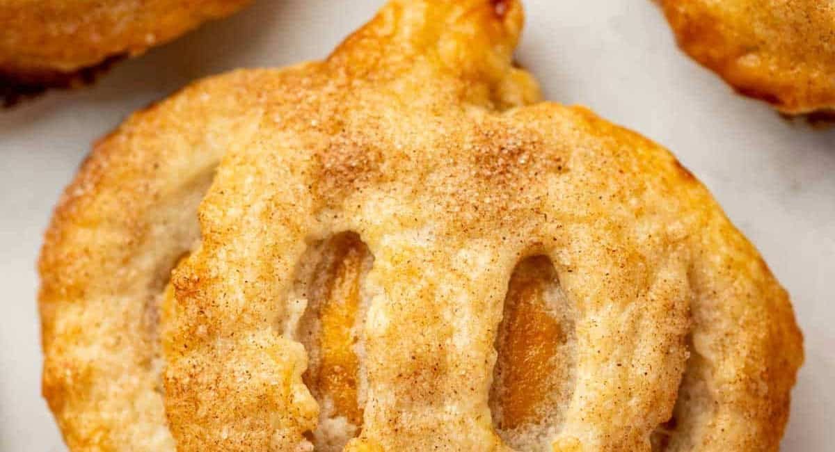 Overhead up close image of pumpkin hand pies.