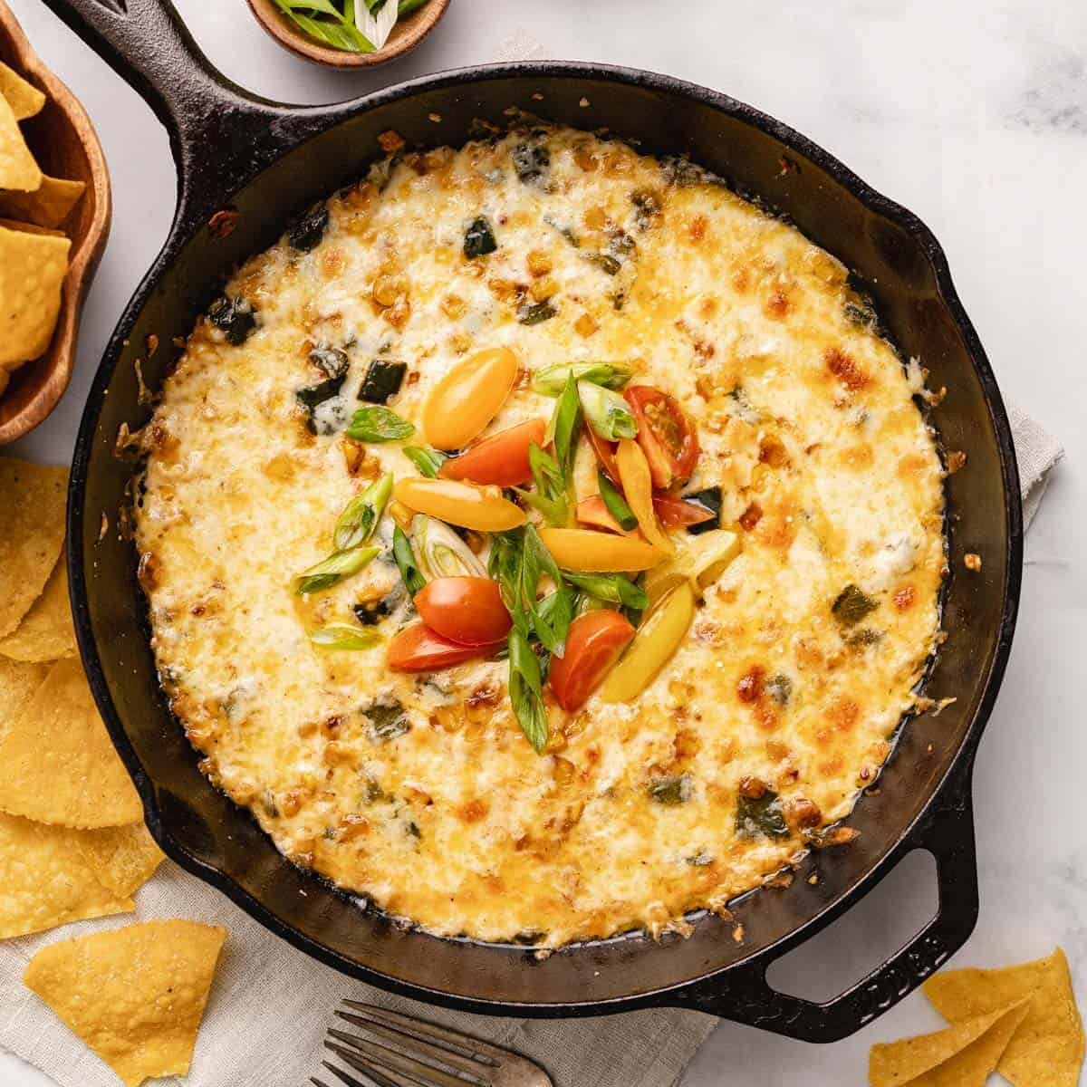 Queso Fundido with Poblano & Corn