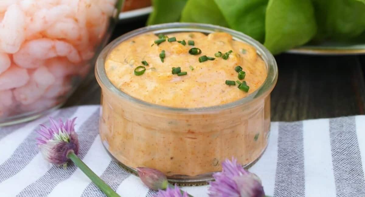 Up close image of zesty creole style remoulade.