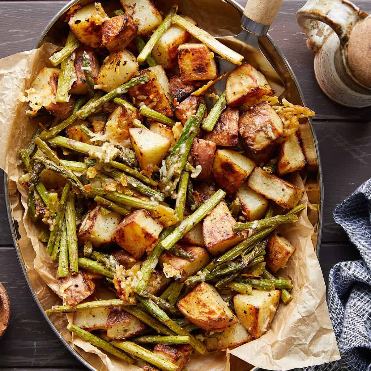 Roasted Potatoes and Asparagus with Parmesan