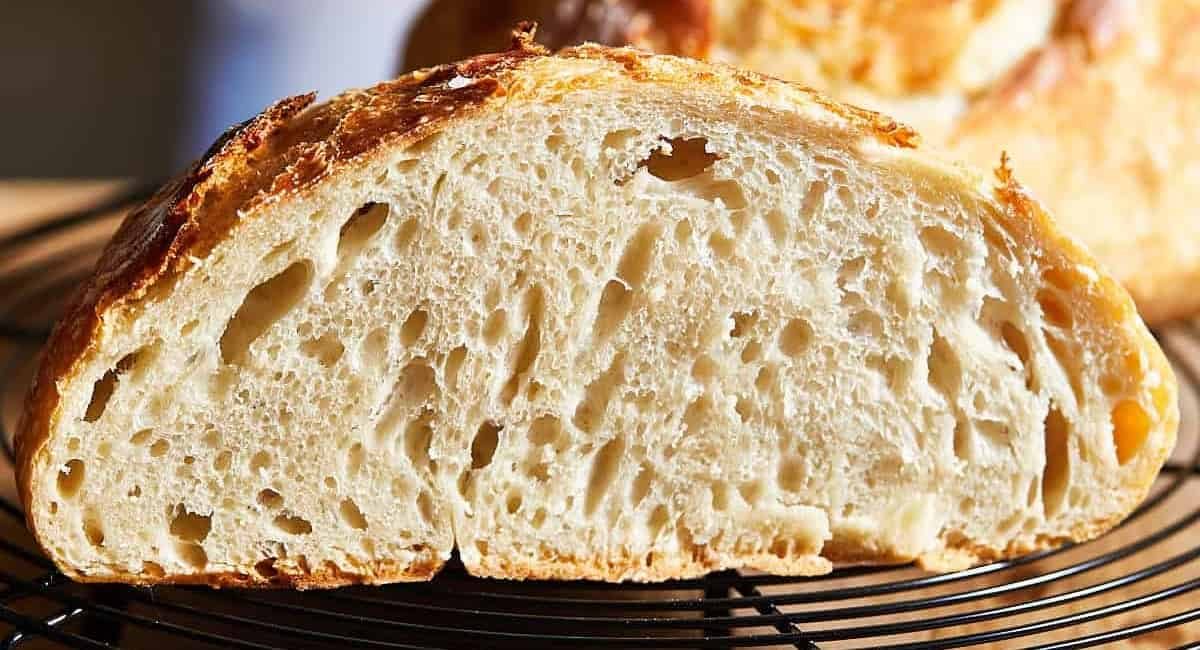 Up close image of rustic bread.