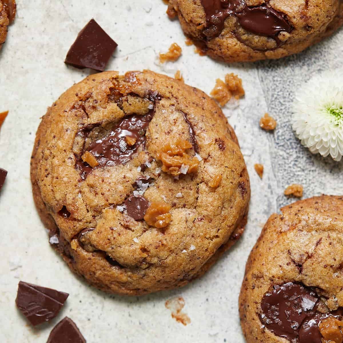 Salted Toffee Chocolate Chip Cookies