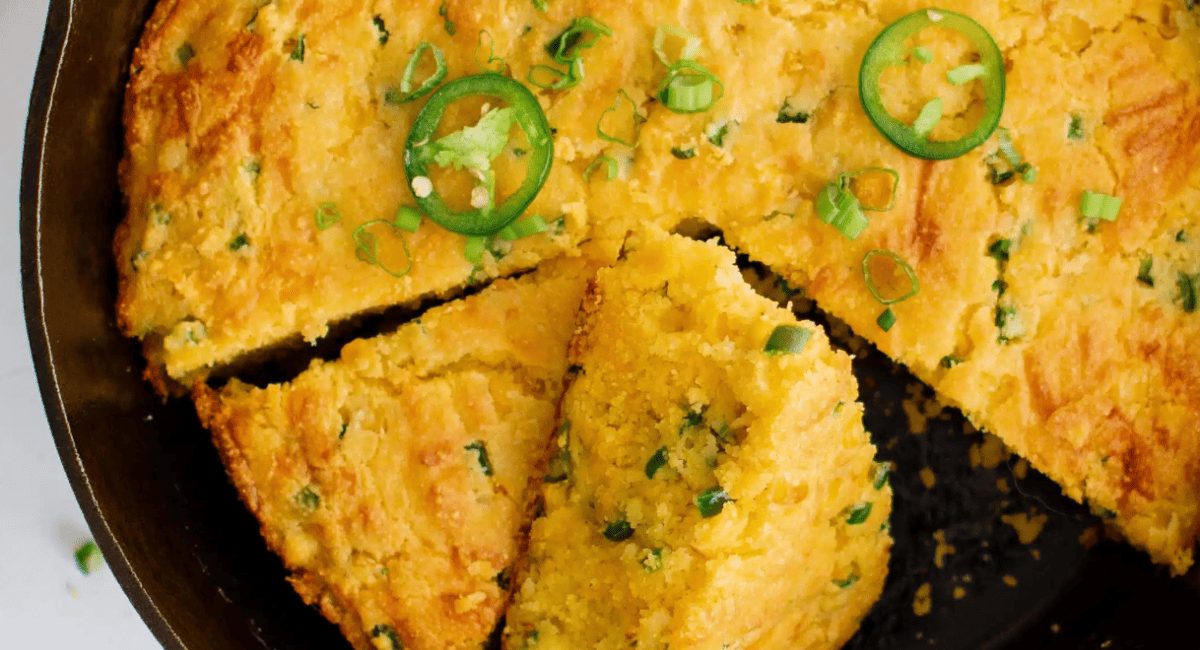 Overhead image of Mexican cornbread.