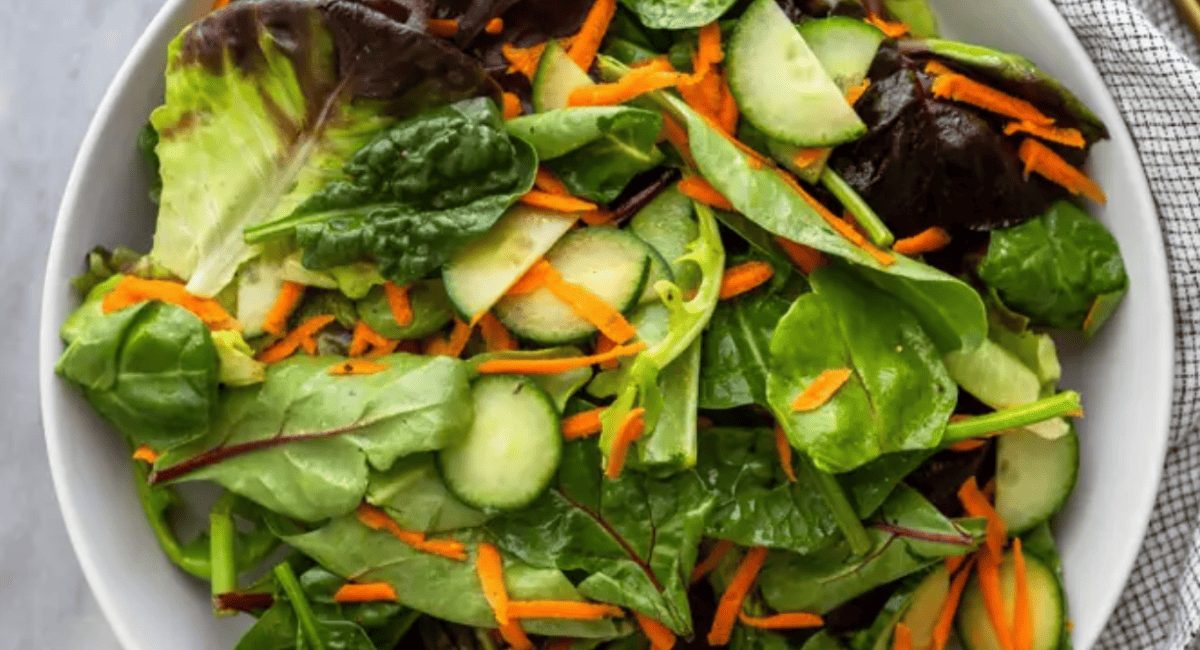 Overhead image of simple side salad recipe.