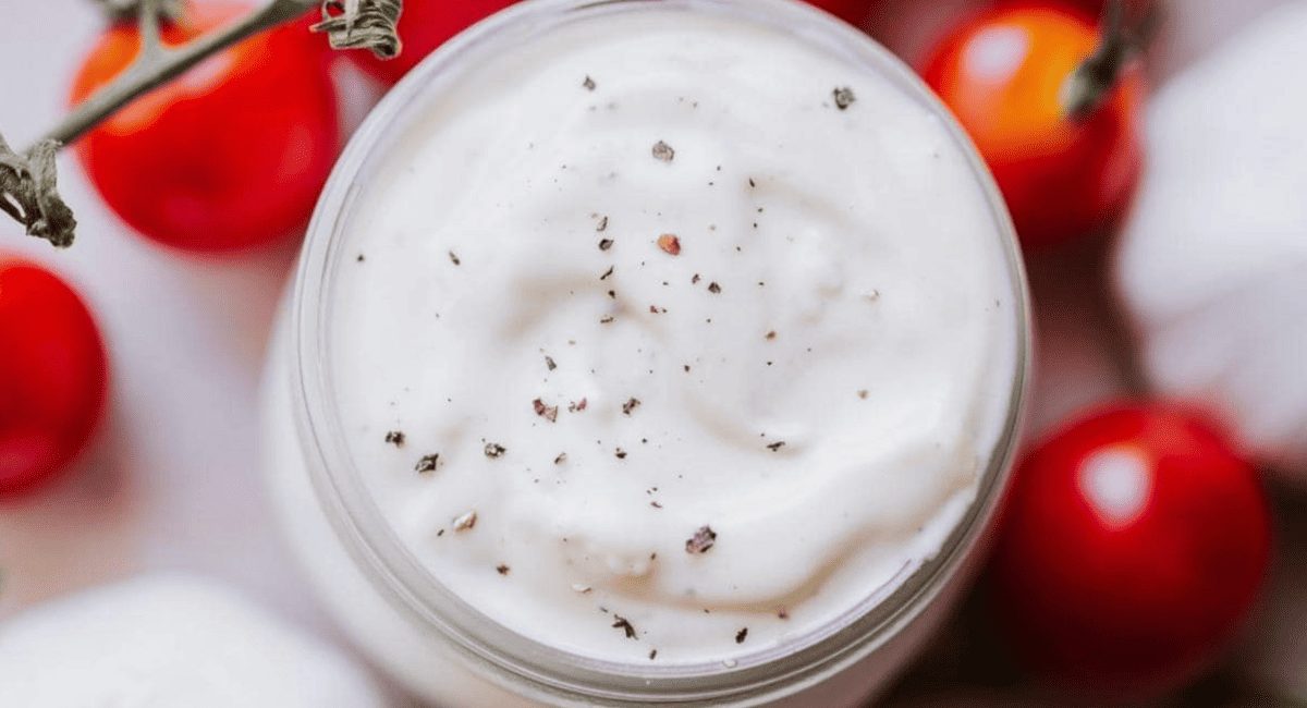 Overhead image of 5-minute pizza aioli.