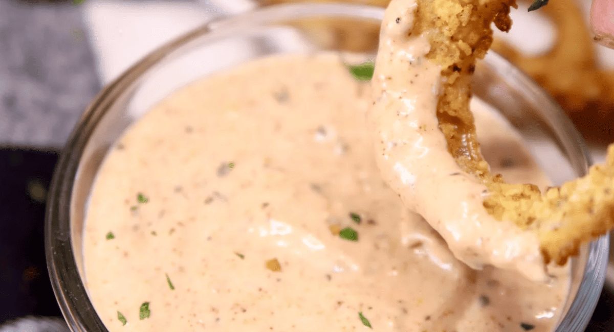 Up close image of blooming onion sauce recipe.
