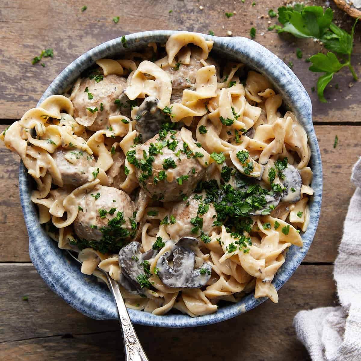 Slow Cooker Meatball Stroganoff